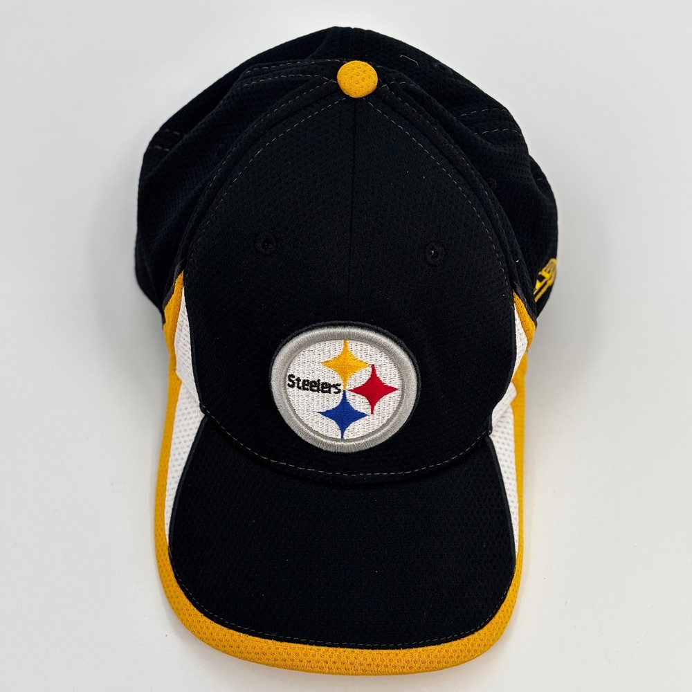 New Era 39THIRTY Hat Mens‎ Small-Medium Black Pittsburgh Steelers NFL Mesh Cap